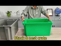 600x400x300mm Plastik Kandang penyimpanan persegi panjang Solid Nestable Kandang bergerak TurnoverTotes