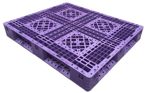 Beli Palet Plastik Biru yang dapat ditumpuk 1200x1000mm 4 Way Entry Single Faced Style pembuatan online