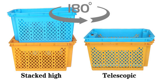 Beli OEM Reversible Plastic Stack And Nest Crate Pertanian Panen Kandang Supermarket pembuatan online