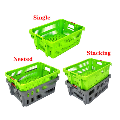 Mesh Nestable Crate Kotak Plastik Turnover Kotak penyimpanan yang dapat ditumpuk Kotak buah