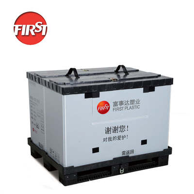 Solid Heavy Duty Plastic Palet Sleeve Pack Box Dengan Tutup Struktur Desain Single Faced