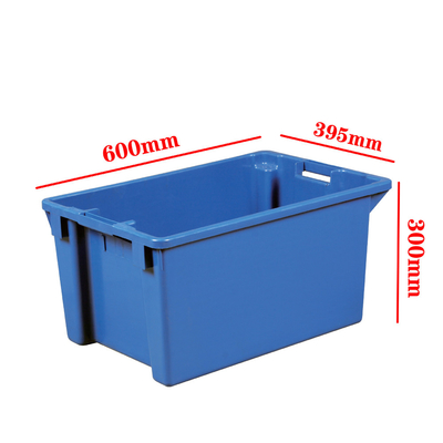 600x400x300mm Plastik Kandang penyimpanan persegi panjang Solid Nestable Kandang Pindah Turnover Tote