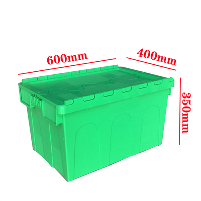 550x370x320mm Lapisan Kandang yang dapat ditumpuk Plastik bergerak Dengan wadah tutup yang terpasang