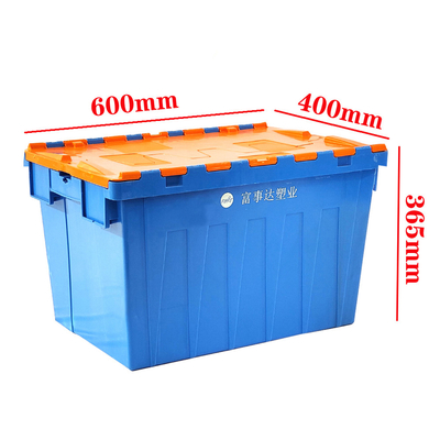 600*400*365mm Plastic Nestable Crate Ditempel Tutup Kontainer Heavy Duty